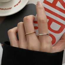 韩国极简小众波浪细圈戒指ins情侣素圈食指戒时尚个性叠戴指环