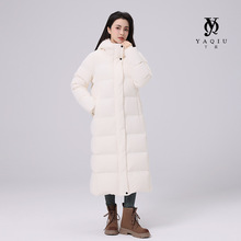 极寒系列高端女式加长款鹅绒服加厚保暖连帽大码90白鹅绒羽绒服外