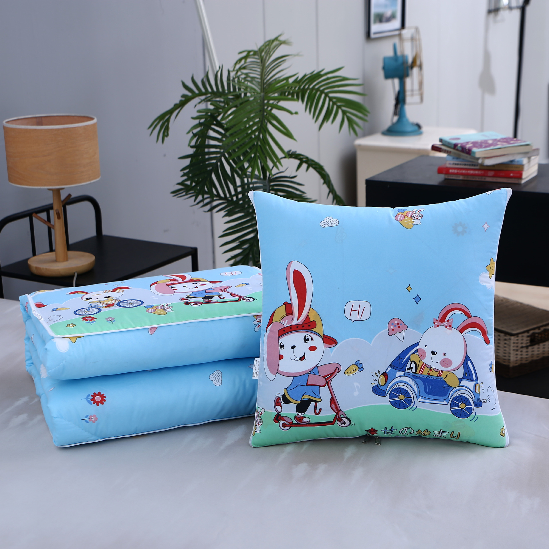 Pillow Blanket Wholesale Company Fixed Logo Folding Car Quilt Dual-Use Lunch Break Blanket Office Air Conditioner Quilt Bedside Cushion