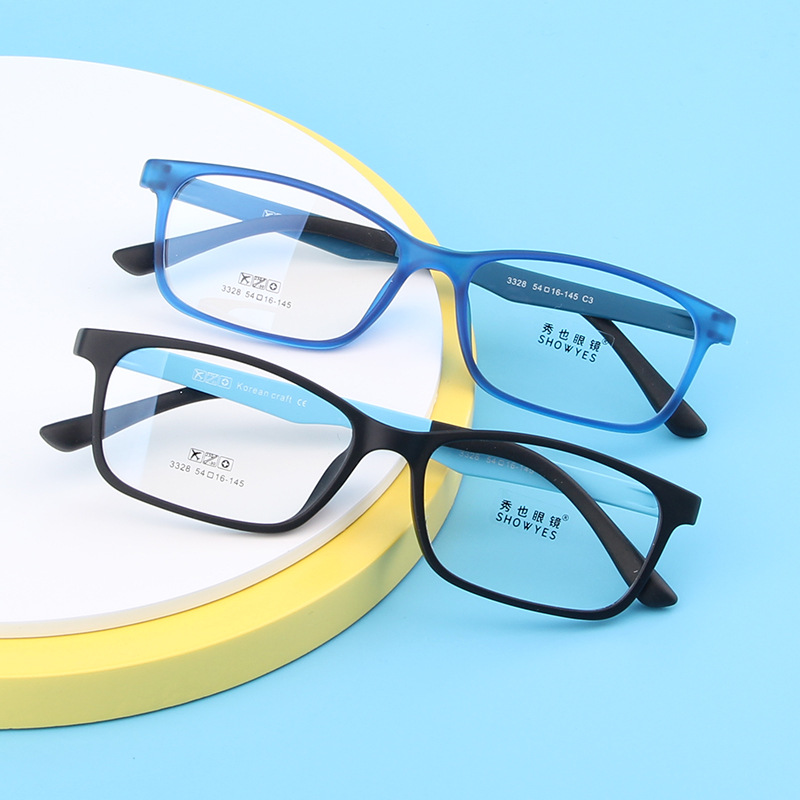 新款舒适双色方框tr硅胶儿童光学眼镜架男女童近视眼镜框批发3328