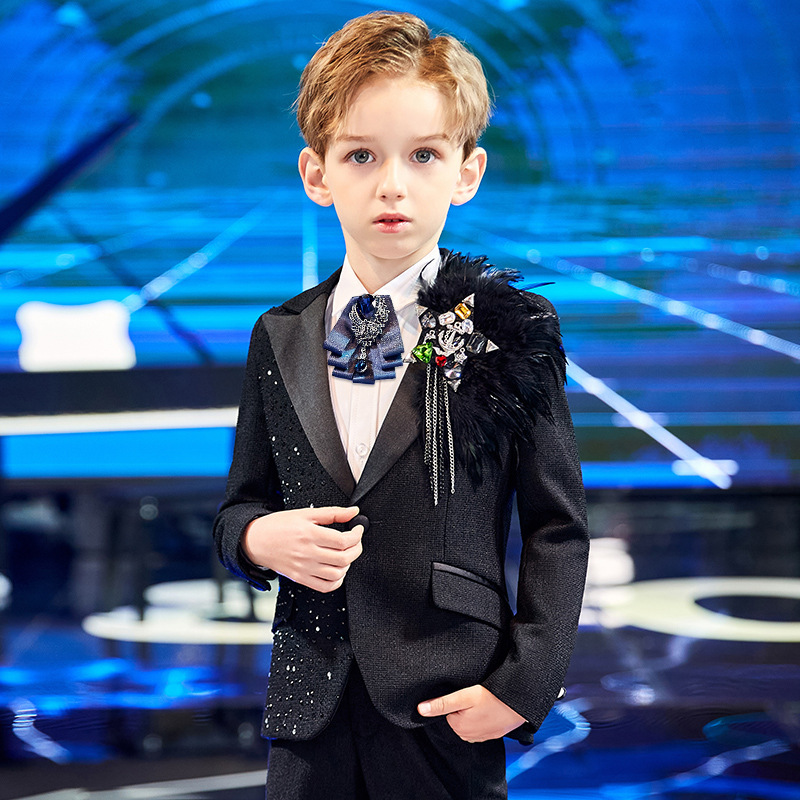 儿童西装套装帅气花童婚礼男大童礼服三件套主持人演出服走秀男孩