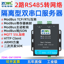 智嵌物联 串口服务器2口RS485转以太网口模块Modbus网关MQTT/HTTP