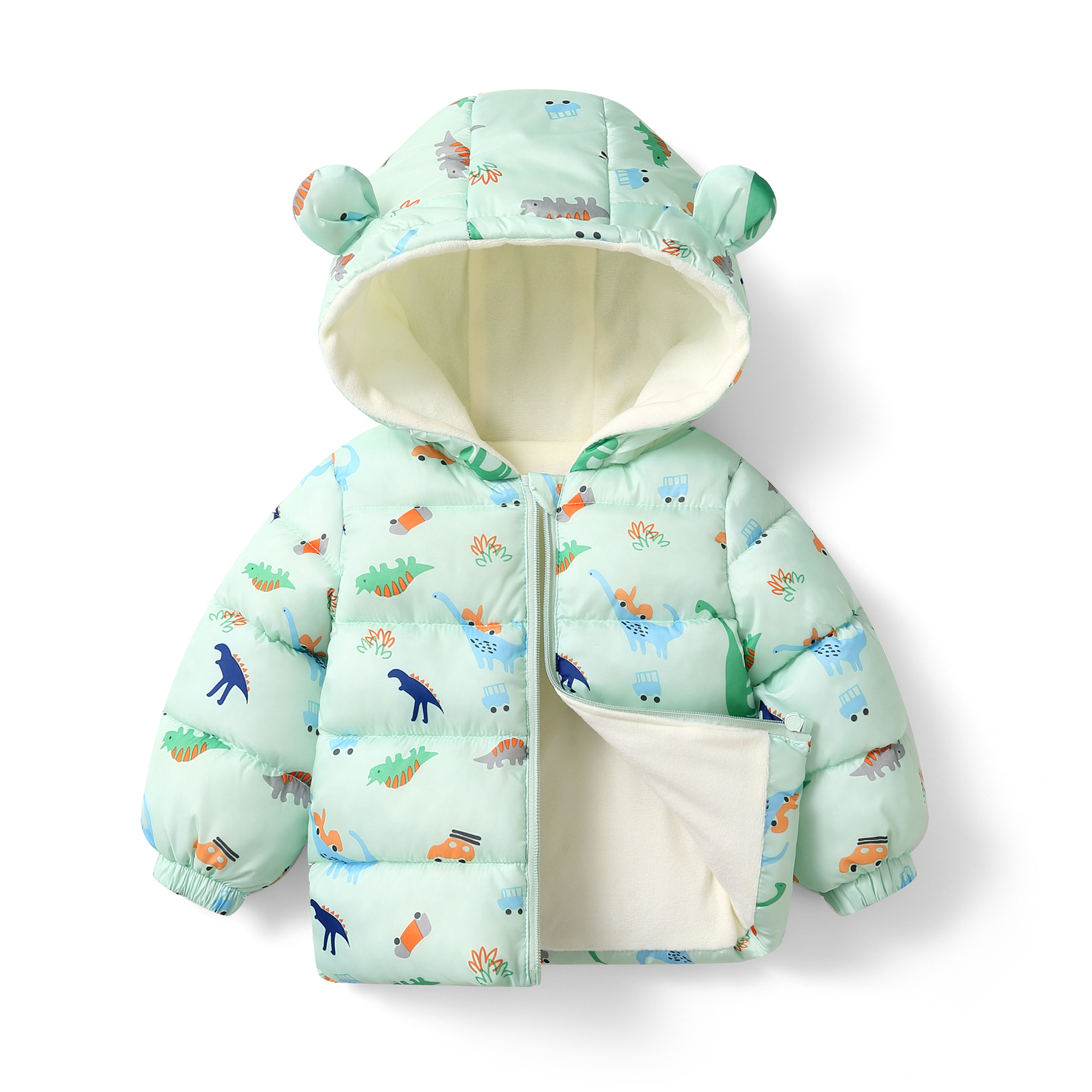 Children's down and Wadded Jacket Fleece-Lined Thickened Hooded Cotton-Padded Jacket Men's and Women's Baby and Infant Little Children's Clothing Cotton-Padded Jacket