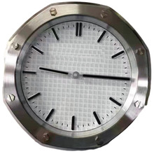 14寸不锈钢挂钟金属后盖AP款夜光字铁盘装饰螺丝帽经典钟表可logo