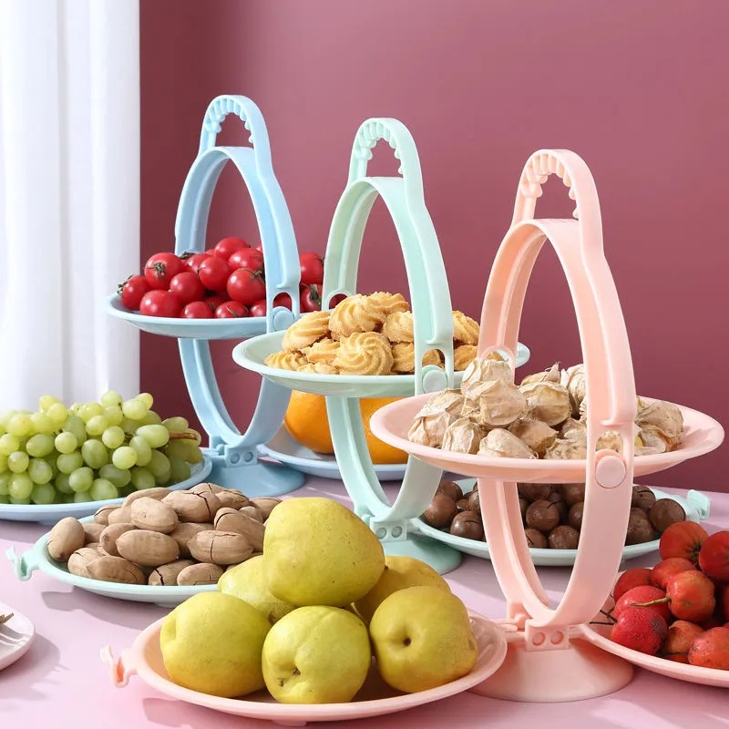 Plastic Folding Fruit Plate Storage Fruit Plate Home Living Room Modern Creative Melon Seeds Dried Fruit Tea Table Snack Candy Box