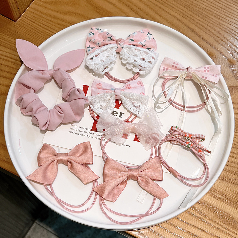 Children's Bow Hair Band Girl Baby Cute Headwear Little Girl Does Not Hurt Hair Rubber Bands Tie-up Hair Head Rope Hair Accessories