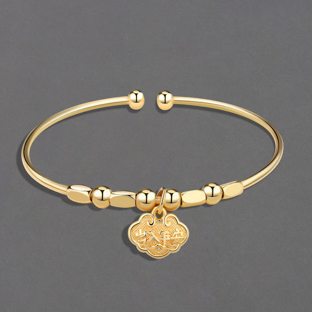 民族风平安锁手镯女 ins小众设计新款如意长命锁情侣闺蜜手镯手环