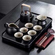 黑陶功夫茶具套装2024新款家用客厅陶瓷茶壶茶杯茶盘轻奢中式