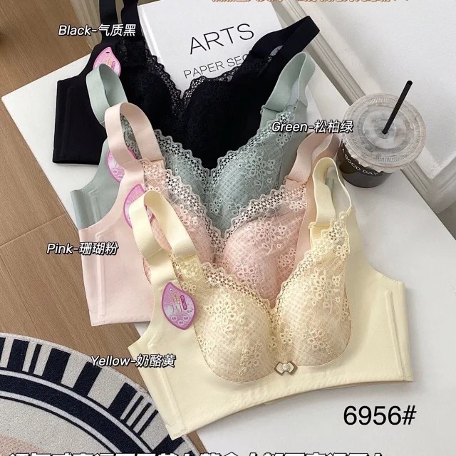 依m6956#透气薄c杯34-42 内衣侧收聚拢集中四排扣文胸尾货批发