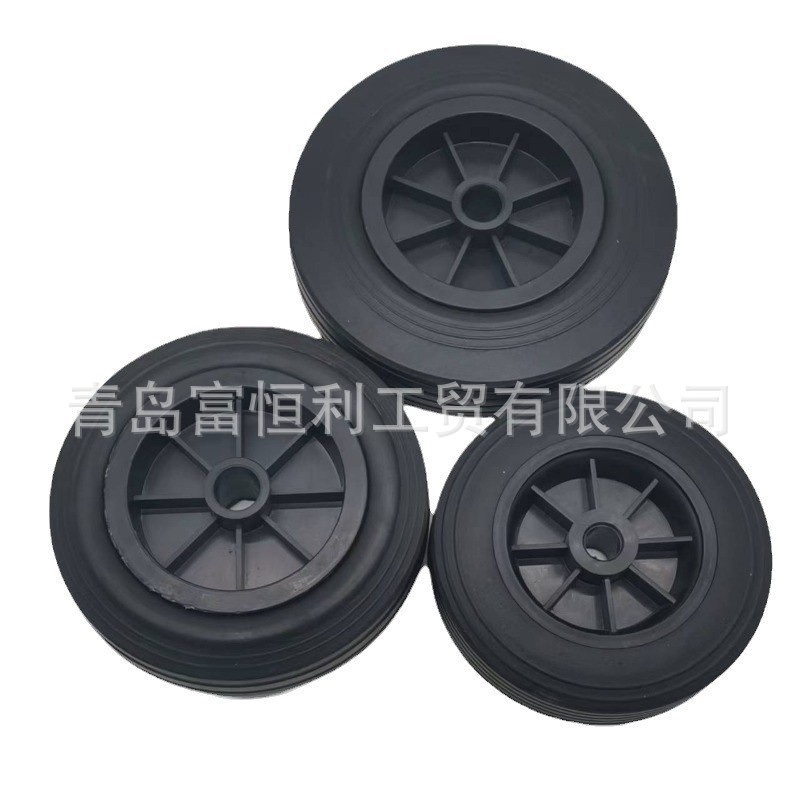 批发6寸7寸8寸胶粉实心轮手推车工具车橡胶轮消防车垃圾桶轮子