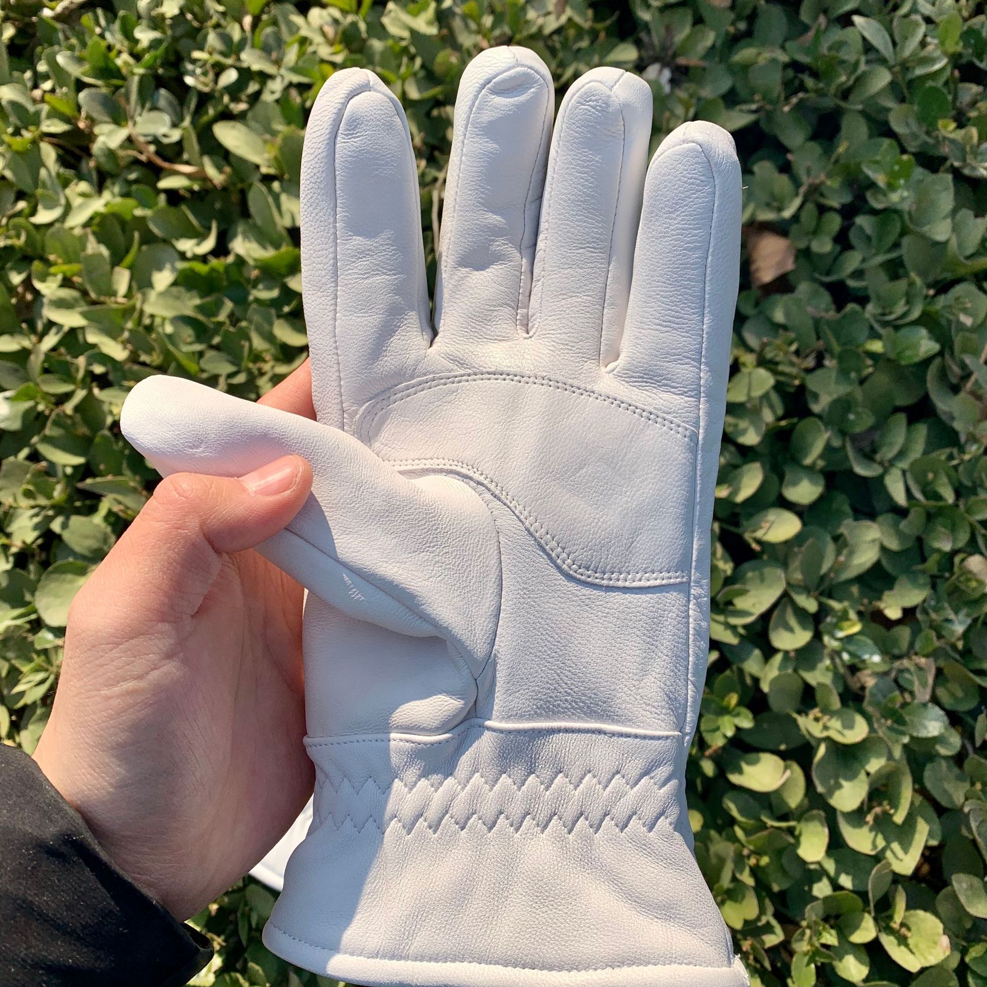 安保安防执勤皮手套男交通指挥荧光绿反光加绒棉手套秋冬铁骑手套