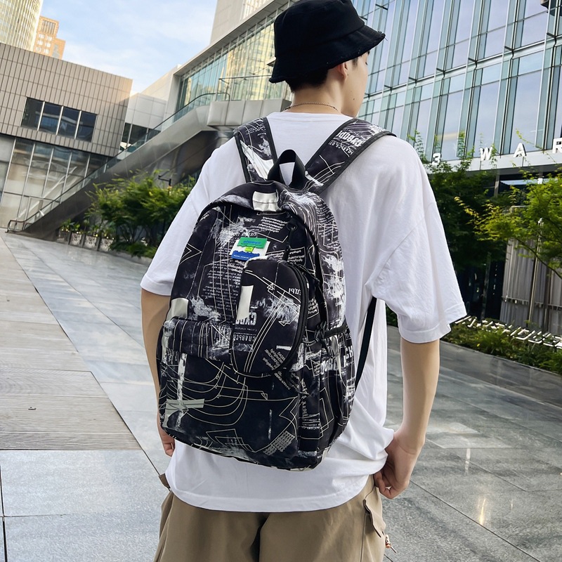 Backpack Men's New Personality Large Capacity Graffiti Sports Leisure Women's High School Student Bag Junior High School Student Travel Backpack