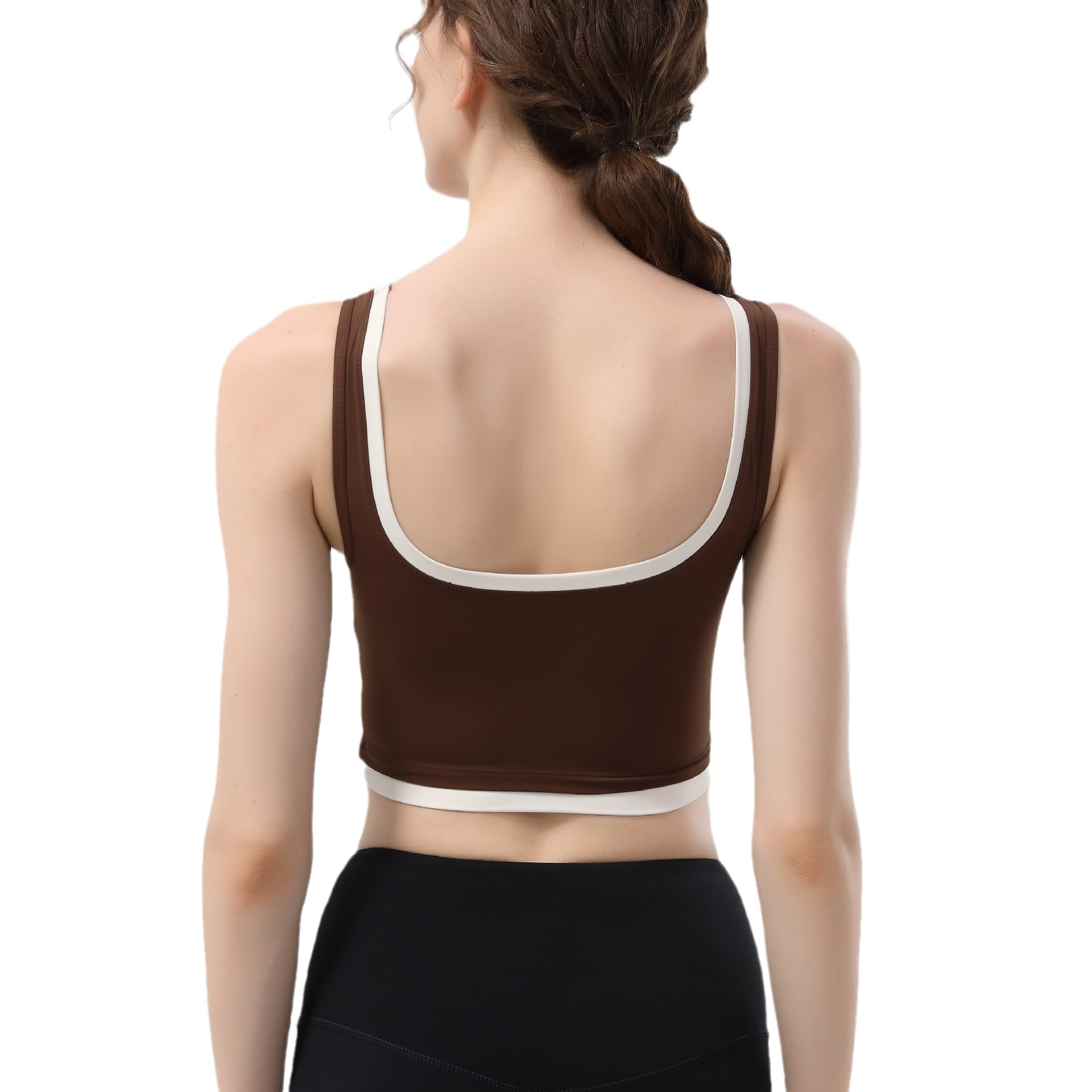 Cross-Border Color Matching High Elastic Trim Sports Underwear High Strength Shockproof Push-up Bra Vest Breast Holding Yoga Beauty Back