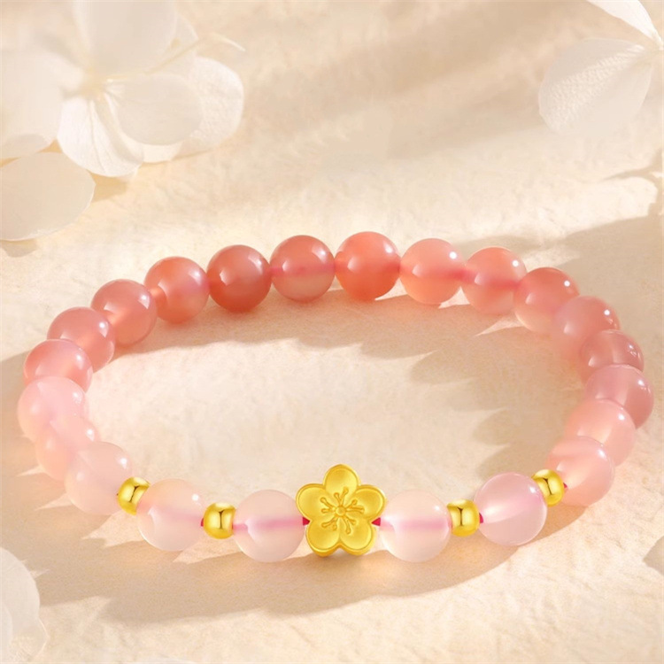 天然盐源玛瑙手工穿珠女款花朵手链送朋友节日生日礼物-阿里巴巴