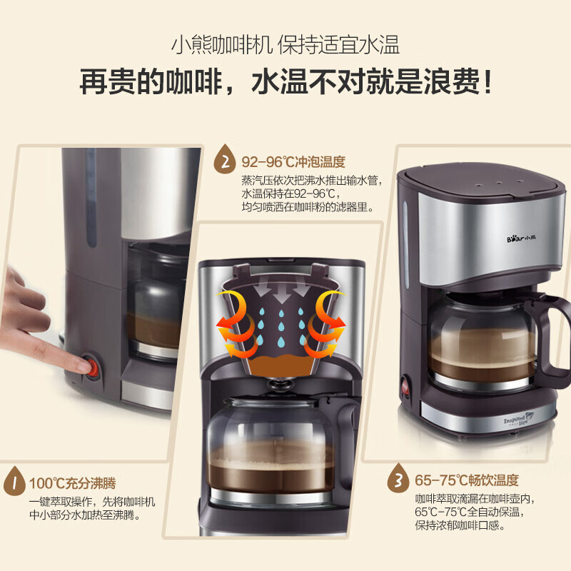 Bear Coffee Machine American Household 0.7l Automatic Drip Type Small Tea Making Coffee Percolator KFJ-A07V1