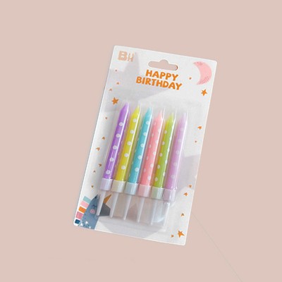 Macaron Color Printing Pattern Birthday Candle Creative Printing Letter Candle with Base