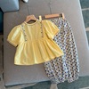 女童套装宝宝2022新款夏季短袖衬衫儿童装时髦洋气防蚊裤子两件套|ru