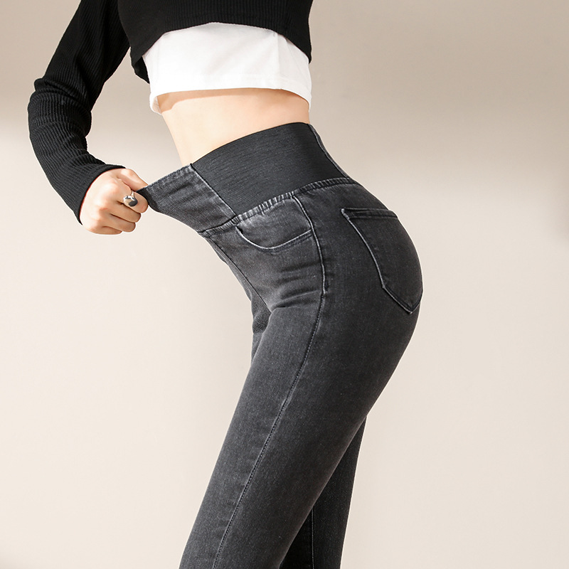 高腰弹力牛仔裤女小脚裤2021秋冬季新款紧身百搭显瘦铅笔裤子女