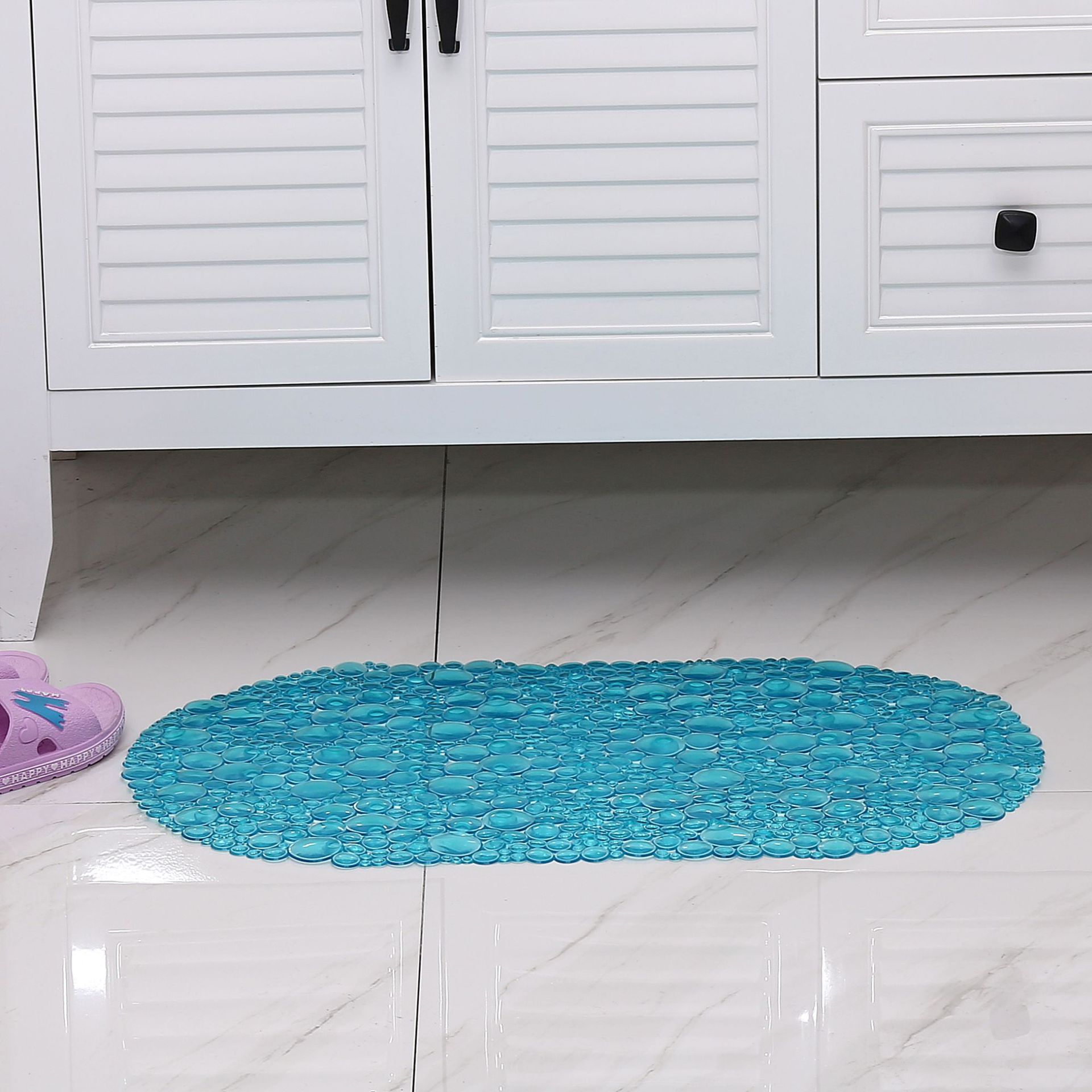 亚马逊浴室防滑垫 pvc椭圆地垫厕所洗澡垫子酒店淋浴房脚垫批发