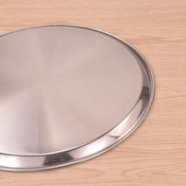 批发加厚不锈钢盘子圆形大圆盘平底浅盘服务托盘鱼头盘饭店餐厅酒