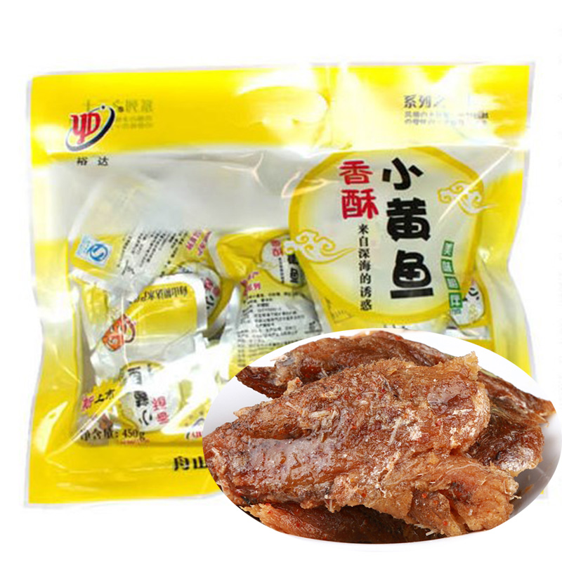 裕达香酥小黄鱼500g舟山香酥鱼干即食香辣黄花鱼海鲜零食品鱼罐头