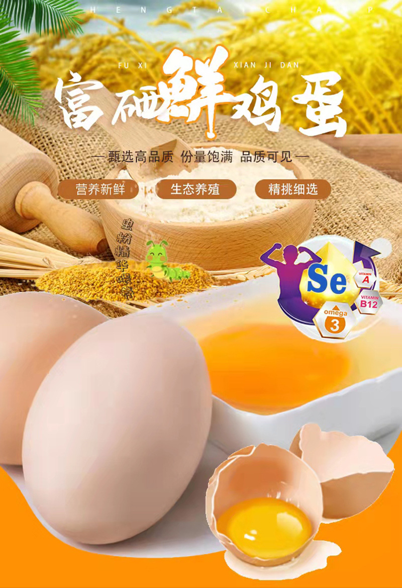 西科农场现捡富硒鸡蛋批发妇幼食用有机新鲜土鸡蛋虫粉喂养进口鸡