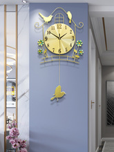 夜光钟表挂钟客厅个性创意简约静音卧室家用大气时尚小鸟时钟