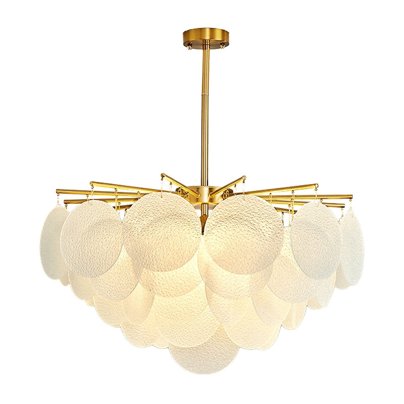 后现代意式轻奢客厅灯具创意圆形玻璃片风铃艺术吊灯餐厅卧室灯饰