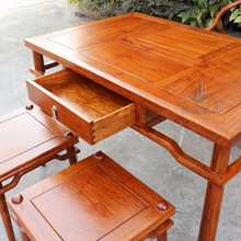 8JDK刺猬紫檀原木茶桌 实木家具中式雕花茶几花梨木茶台 红木茶椅