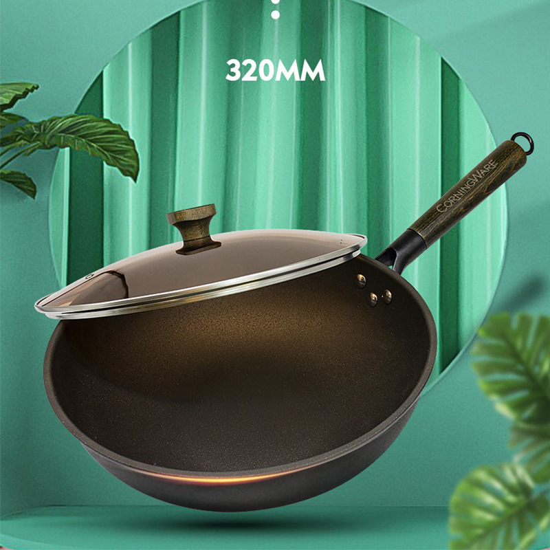 康宁黑晶炒锅cw-fj001/u不粘锅天然气电磁炉通用银行保险商务礼品