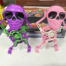 跨境爆款骷髅头玩具摆件骷髅人跳舞摇摆发条3D打印趣味小玩具抖音