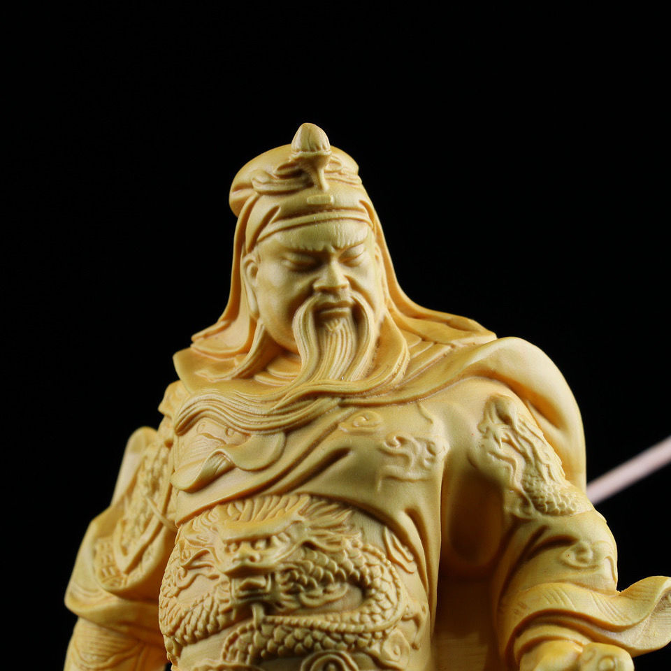 黄杨木关公摆件关二爷木雕工艺品客厅创意实木雕刻武财神商务礼品
