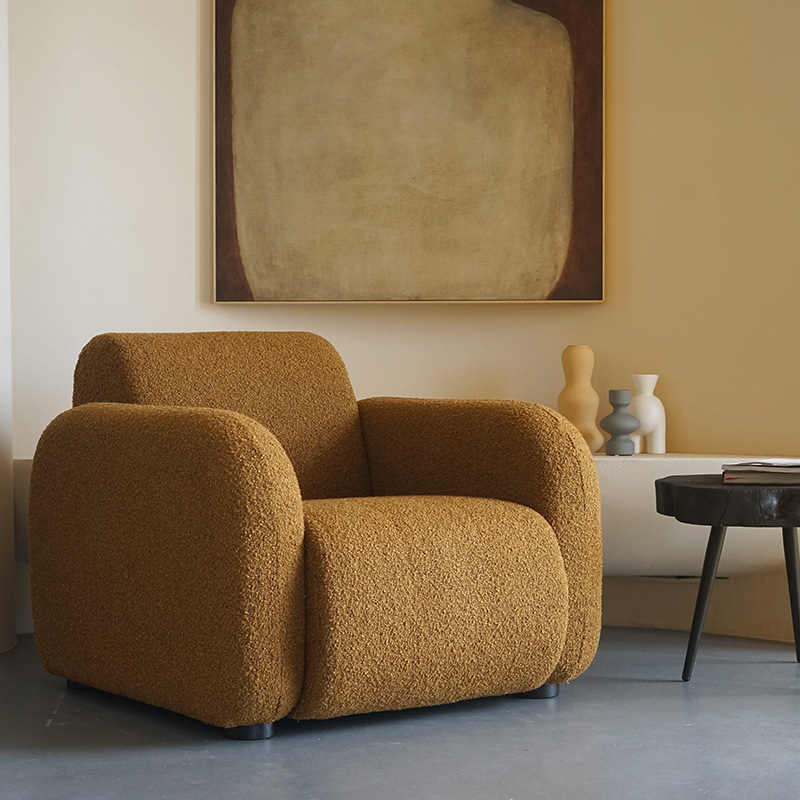 侘寂风ins北欧中古模块化单人位组合布艺沙发 设计师休闲多人沙发