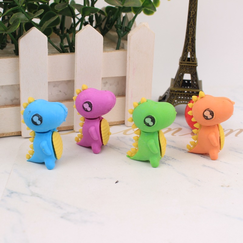 小恐龙3d儿童益智橡皮擦创意可拆卸动物橡皮学生文具节日礼物批发