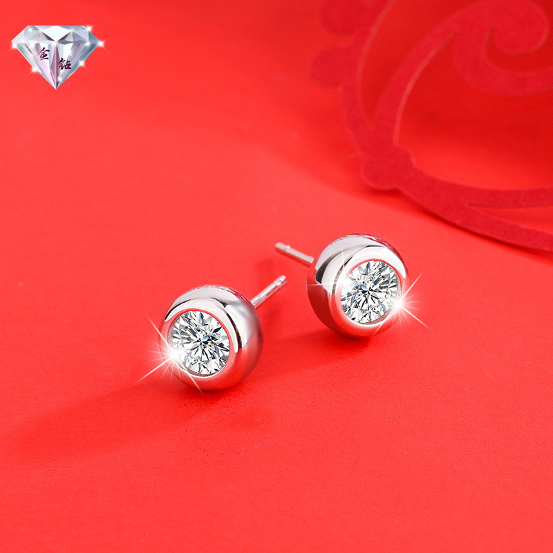 金钻首饰莫桑石泡泡珠项链女925银钻子锁骨链白金玫瑰金戒指耳钉