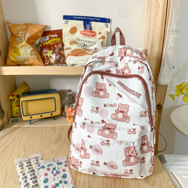 Schoolbag Female 2023 New Fashion Cartoon Printed Backpack Primary School Student Junior High School Student Simple Cute Backpack Fashion