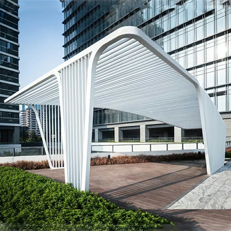 大型不锈钢廊架雕塑加工园林广场景观金属钢结构廊架设计施工