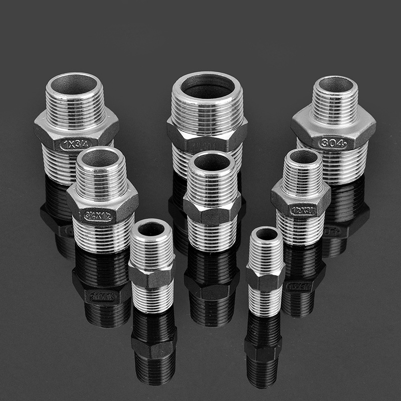 304316不锈钢变径双头丝外螺纹接头对丝直通4分6分1寸直接外牙管