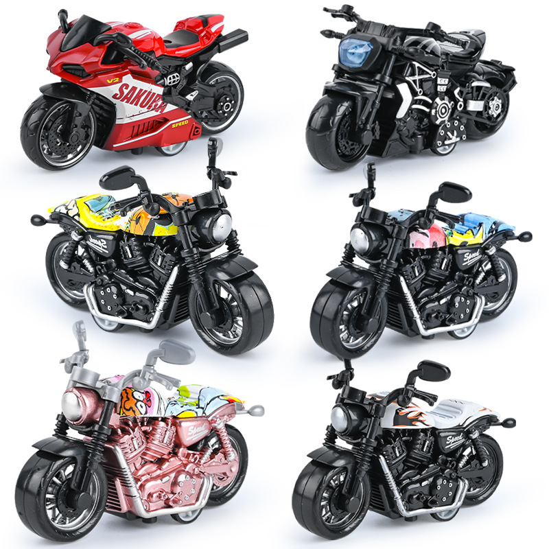 Internet Celebrity Children's Toy Boy Alloy Pull Back Motorcycle Clip Doll Keychain Simulation Toy Car Model Racing Car