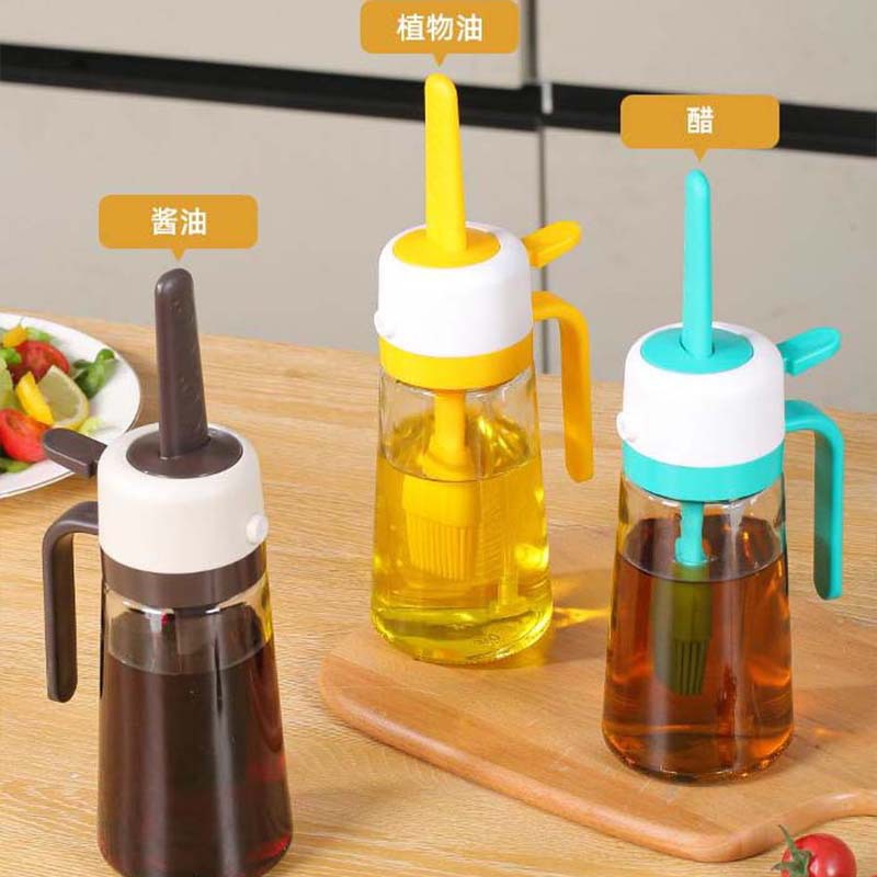 玻璃喷刷油瓶厨房油壶耐高温按压一体式油壶批发喷刷一体油壶