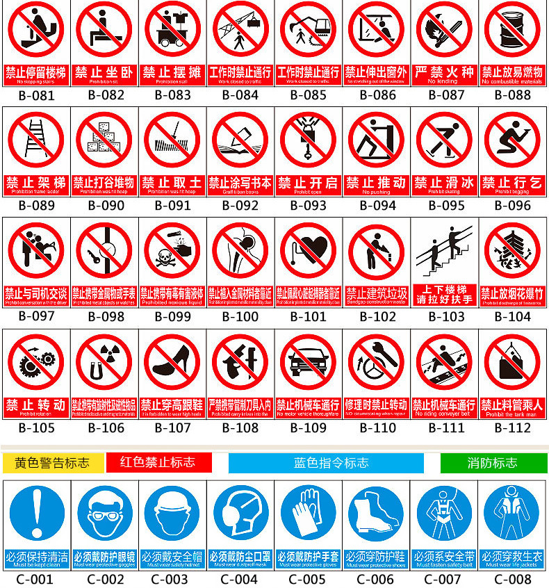 车间仓库安全标识贴纸批发工厂车间警示牌标志贴禁止吸烟标致地贴
