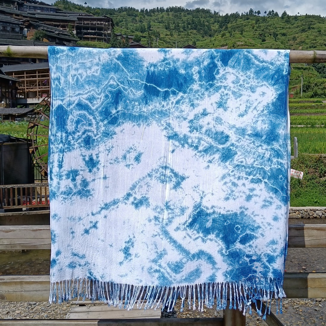 2021款棉围巾板蓝根植物扎染春夏秋冬90—180cm遮阳披肩围巾