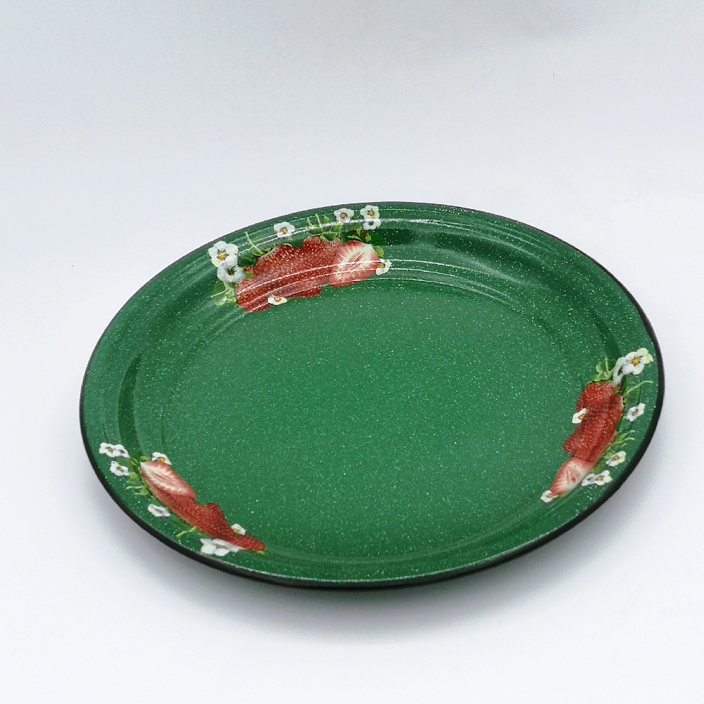 加工定制搪瓷托盘 30cm 加厚包边 烧烤盘 果盘 老式搪瓷铁茶盘子