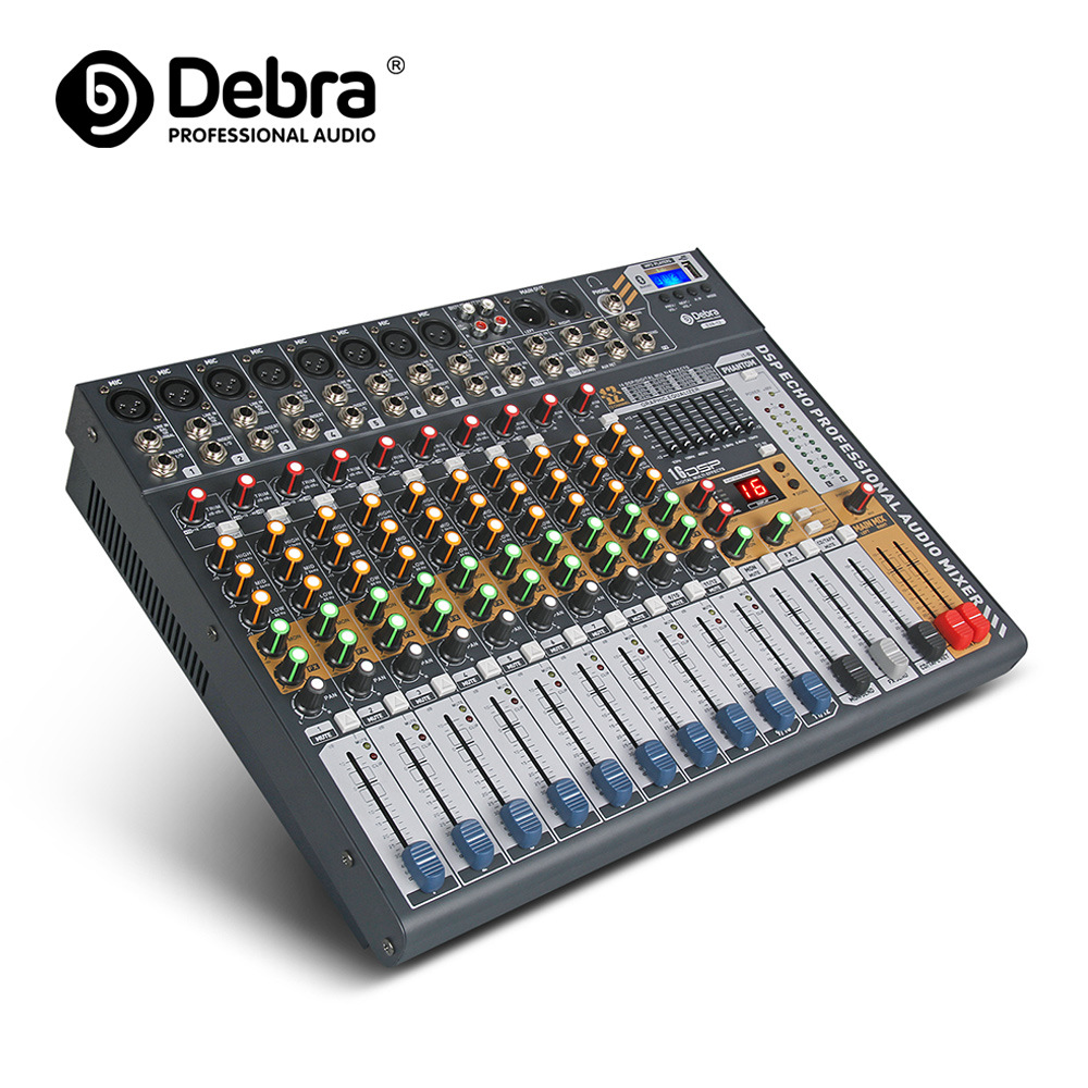 跨境专供12路专业调音器音频控制台婚庆会议舞台演出蓝牙usb幻象