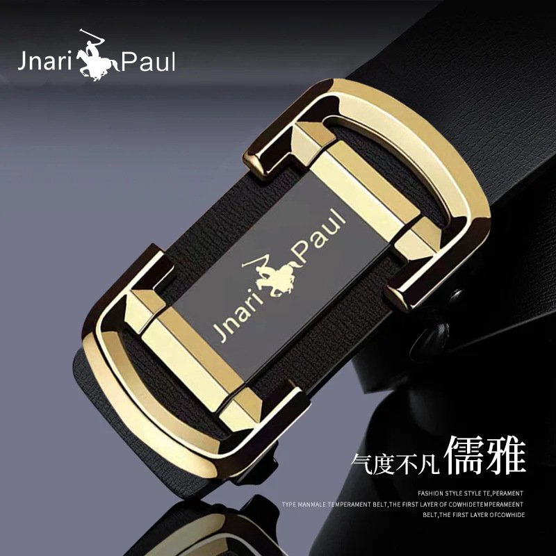 保罗正品皮带男真皮自动扣高档休闲商务潮名牌男士正宗纯牛皮腰带