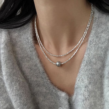 设计感小众项链璀璨碎银子项链轻奢珍珠串珠锁骨链设计感个性颈链