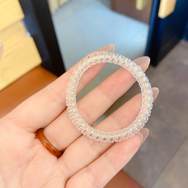 Korean Simple Transparent Phone Line Hair Ring Rubber Band Female Hairtie Summer Mori Style Bun Headband Rubber Band Headdress