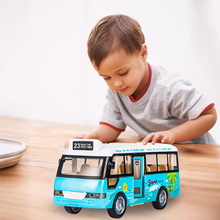 儿童惯性耐摔仿真公交车声光巴士玩具车男孩宝宝开门公共汽车模型