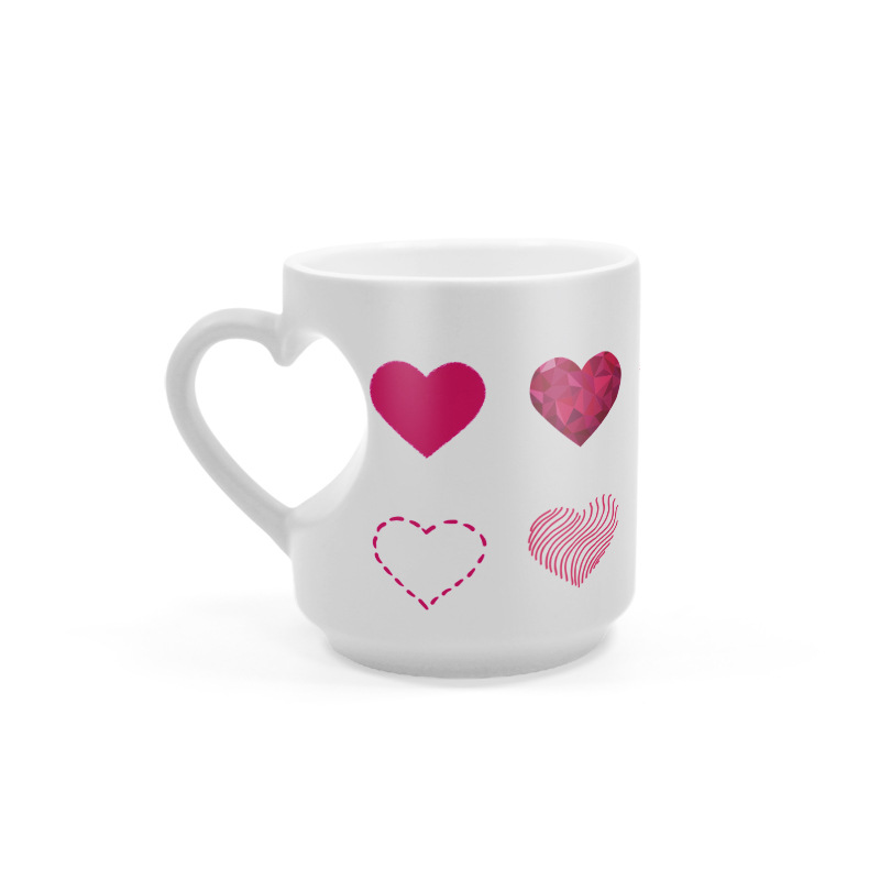 时尚可爱多个爱心陶瓷杯定做图片心形心型把手马克杯情人节手伴礼