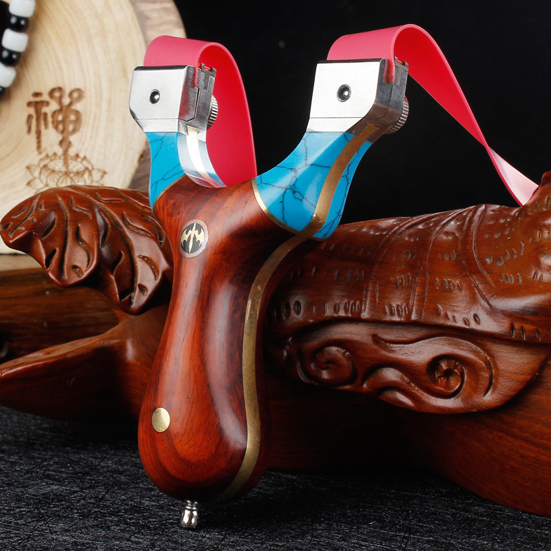 户外钛合金弹弓扁皮弹簧夹片绿松石贴片反曲精准竞技射击弹弓